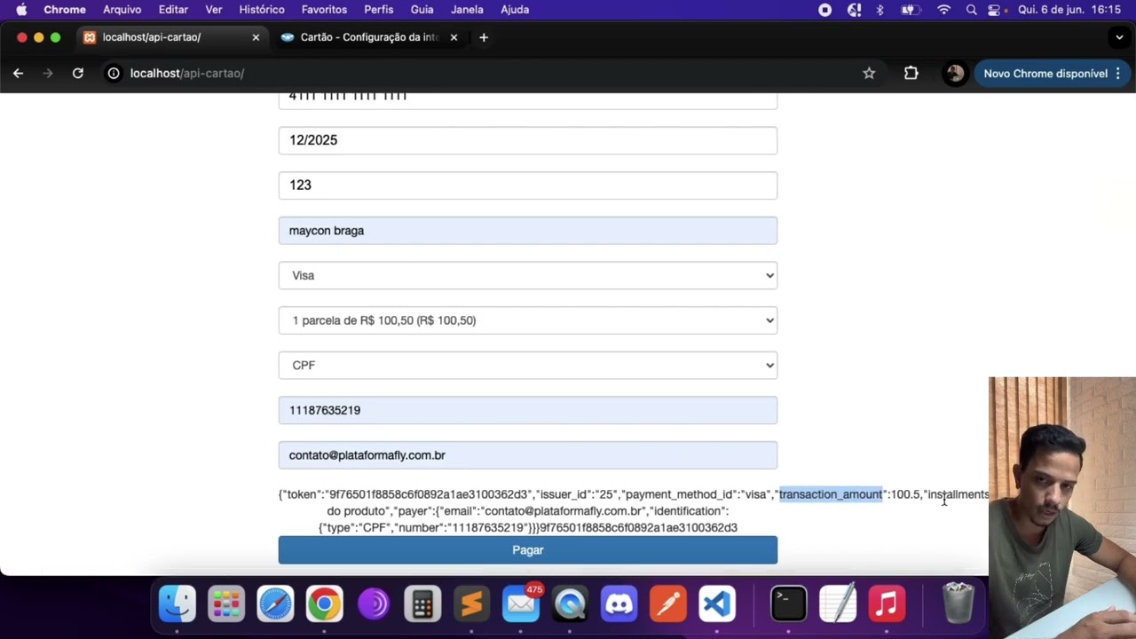 Curso api de cartão de crédito do Mercado Pago (Processando a transação) - Aula 3