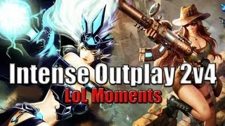 LoL Moments - Intense Outplay 2v4 - League of Legends