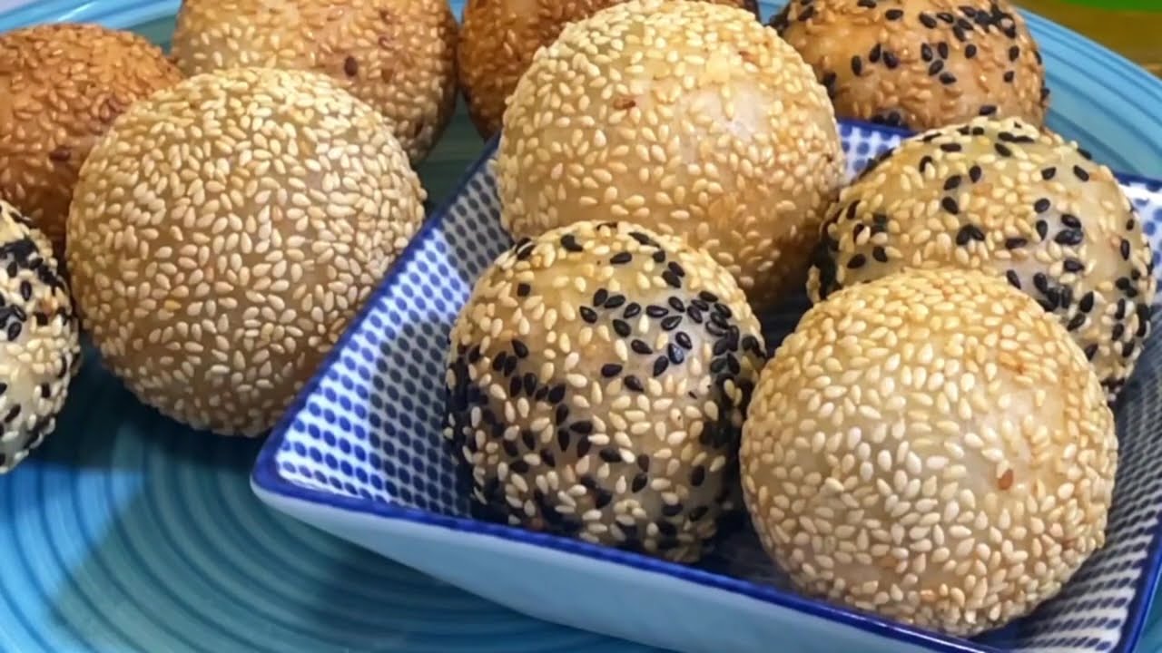 ขนมงาไส้เผือก | ไส้ถั่วแดง |  by  ครัวสุขใจ