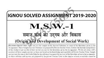 MSW-1 Solved Assignment 2019-20
