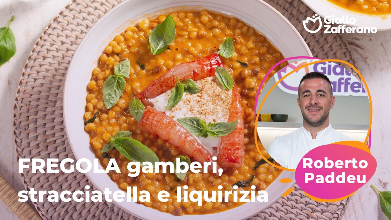 FREGOLA con GAMBERI, STRACCIATELLA e LIQUIRIZIA - la RICETTA dello CHEF ROBERTO PADDEU😍