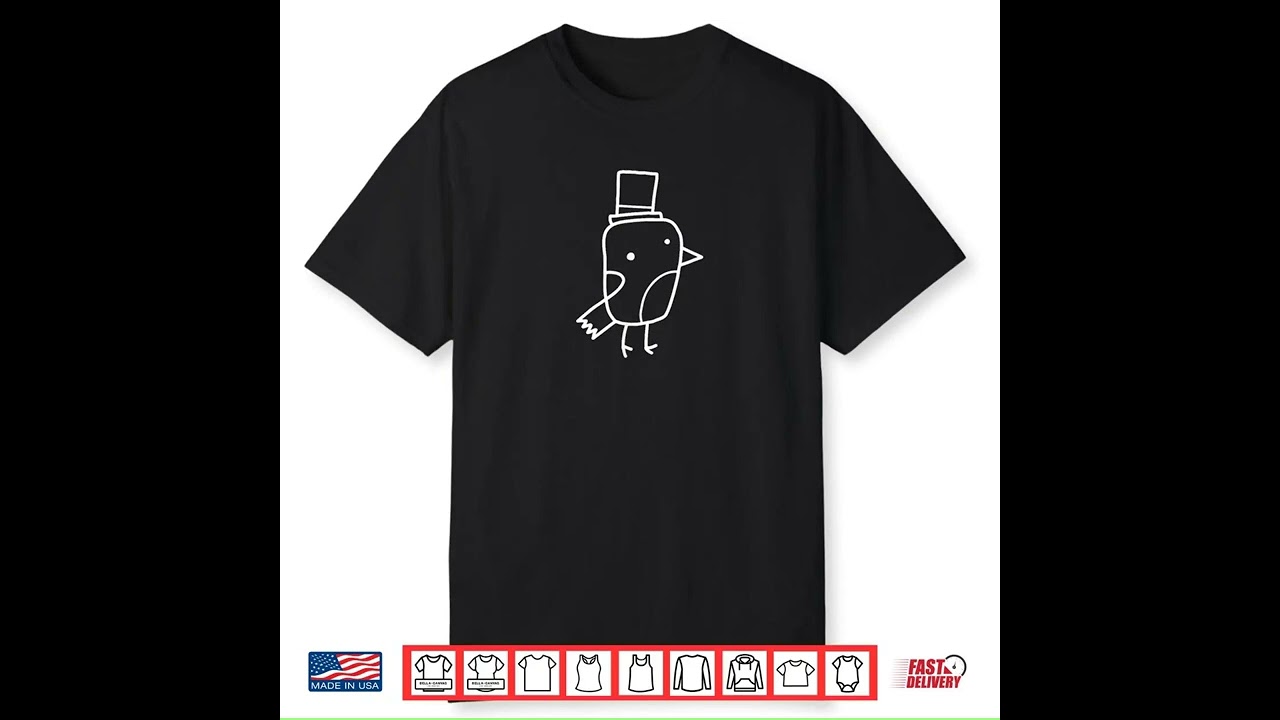 Minimalist Line Art Gentleman Bird Doodle Shirt