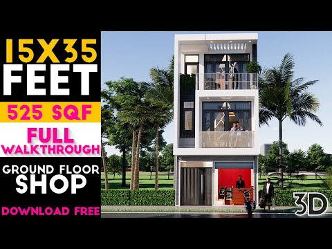 15x35 Feet House Design || Ground Floor Shop || Morden House Design Plan#27