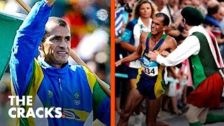 A lunatic snatched his gold medal from him
