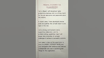PERSONAL STATEMENT for CVs and RESUMES! #personalstatement