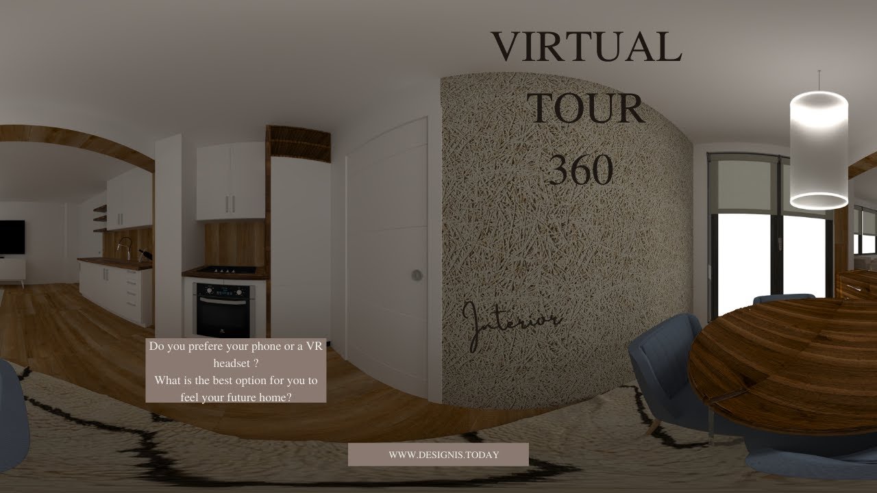 3D 360 VR Interior Design Project. Virtual tour LIVINGROOM KITCHEN ...