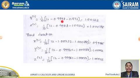 Lecture video _18MAT11_ Module -5_ Gauss Siedal Method_ Sasikala J