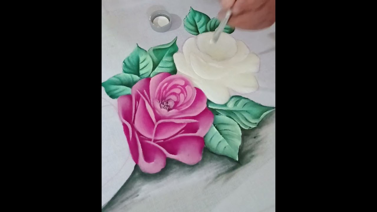 Pintura de  rosas  brancas  simples e fácil  pra iniciantes na pintura 