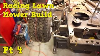 Racing Lawn Mower Built Part 4: It's  a roller!!! steering setup and axle instalation.