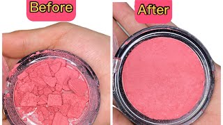 How to fix broken blush/highlighter without rubbing alcohol / water / rosewater