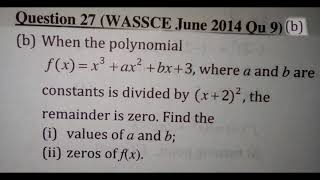 Further(Elective) Math_Differentiation_Wassce 2014 Essay Qns 9b