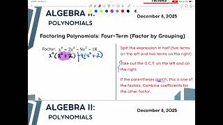 Factoring Polynomials by Grouping