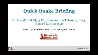 Quick Quake Briefing: Turkey M7 8 & M7 5 Earthquakes of 6 February 2023 - Insured Loss Aspects