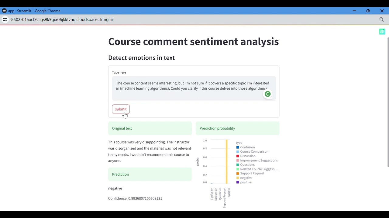 Demo: online course review classification
