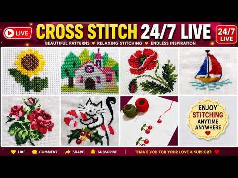 How to Cross Stitch | Punto de Cruz Patterns & Tutorials 24/7 Live Stream