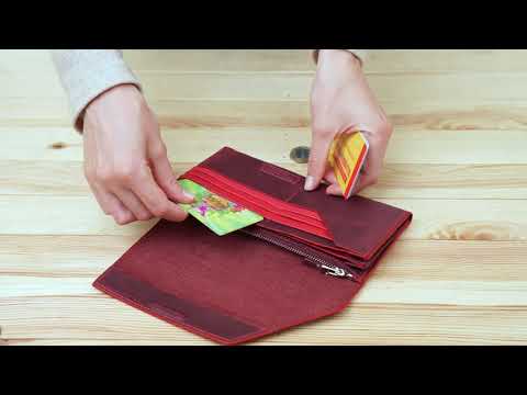 Шкіряний клатч жіночий на магніті GRANDE PELLE 11217 Бордовий, видео 1