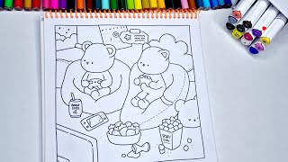 ASMR Color With Me | Cozy Puppies Game Night 🐶🎮 Relaxing Coloring screenshot 4