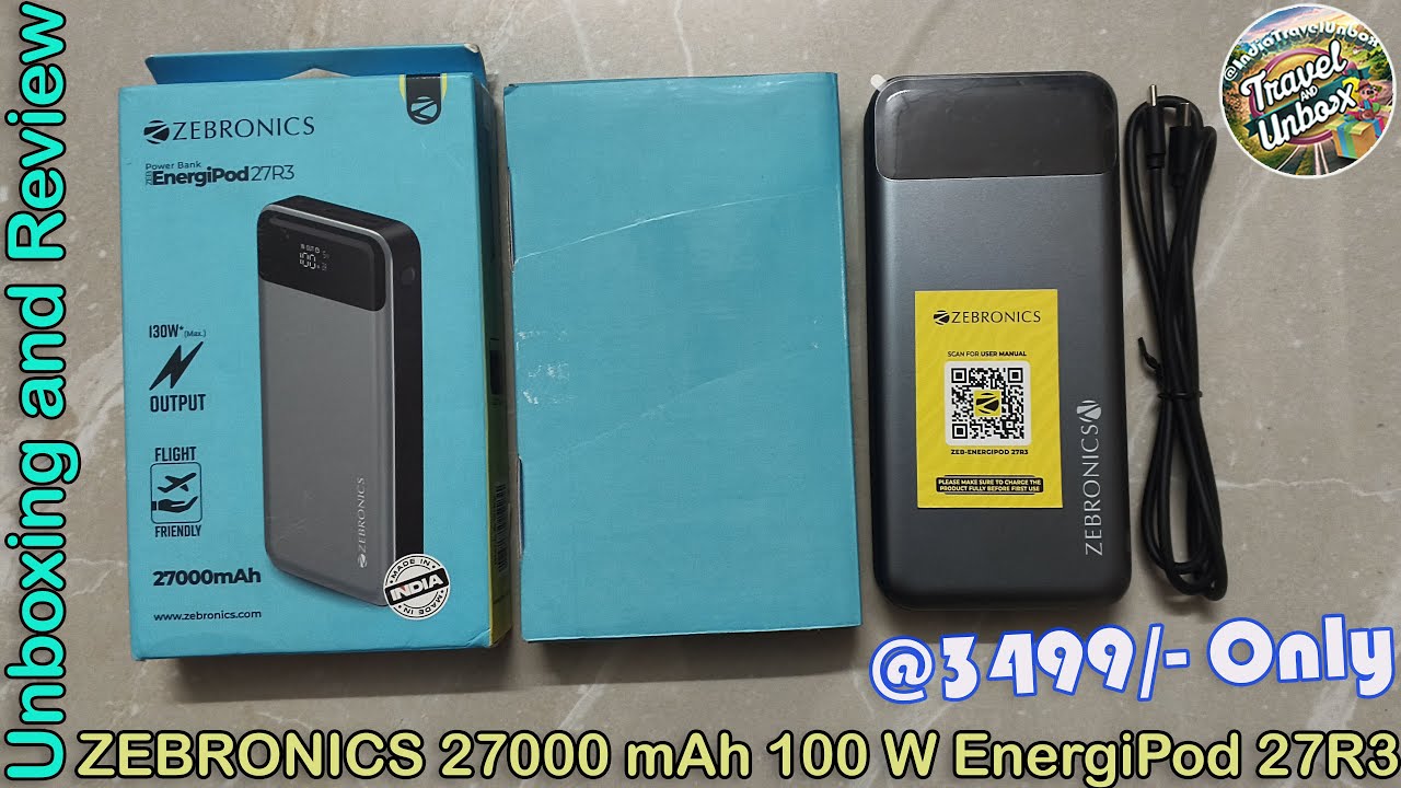 ZEBRONICS EnergiPod 27R3 27000 mAh 100 W Power Bank #powerbank #laptopcharger #fastchargebattery