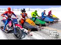 SpiderMan Snowmobile Racing Challenge With Goku Hulk Superman Iron Man - GTA V MODS