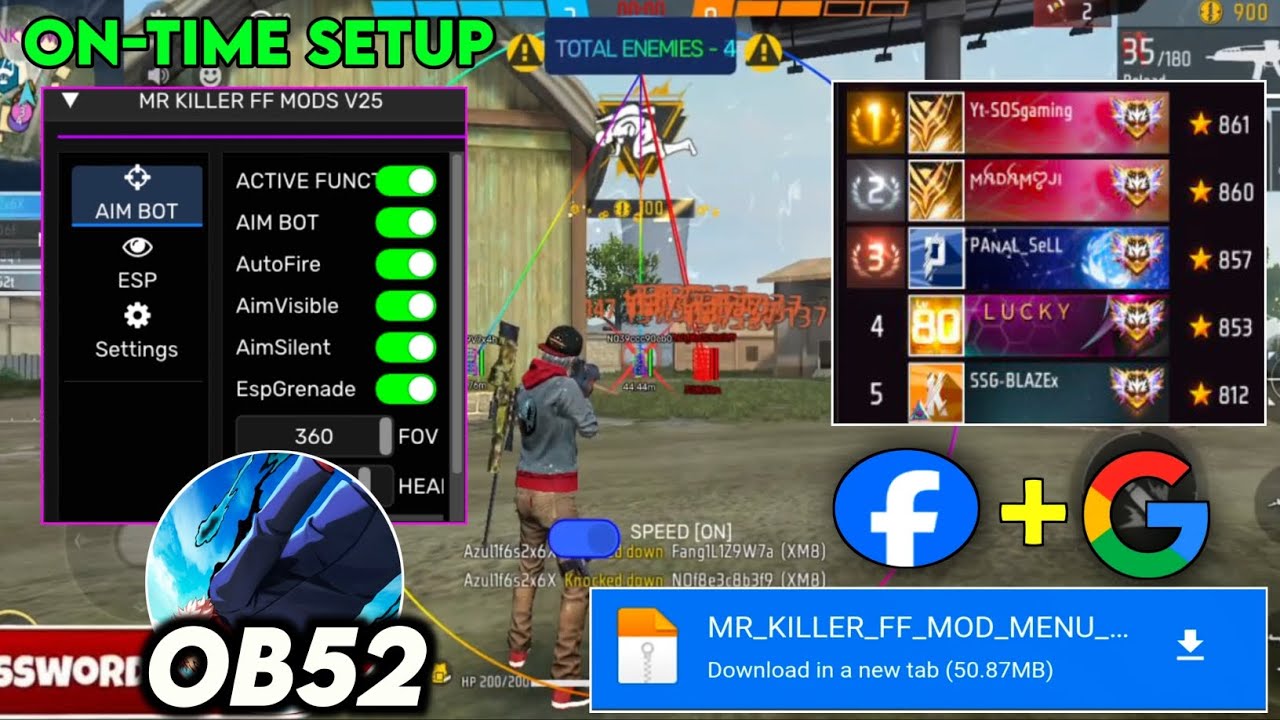 🔥 OB52 FREE FIRE MOD MENU 🔥 UNLIMITED DIAMOND HACK ⚡ FF MOD MENU APK 2025 🛑🔥