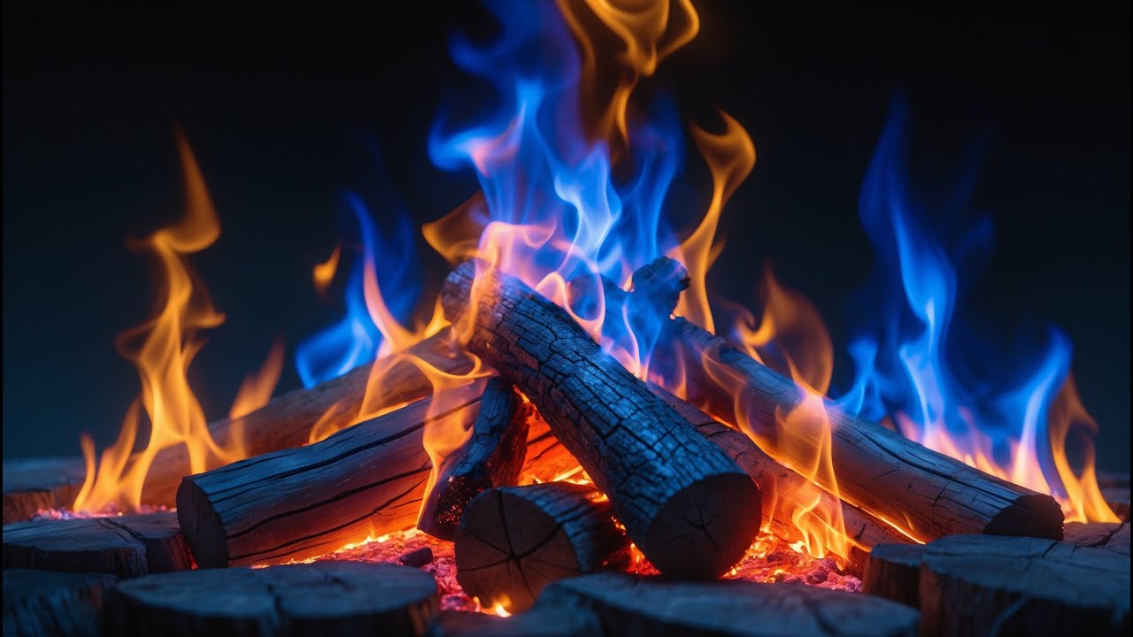 Mesmerizing Blue & Orange Fire – Cozy Cinematic Fireplace Ambience