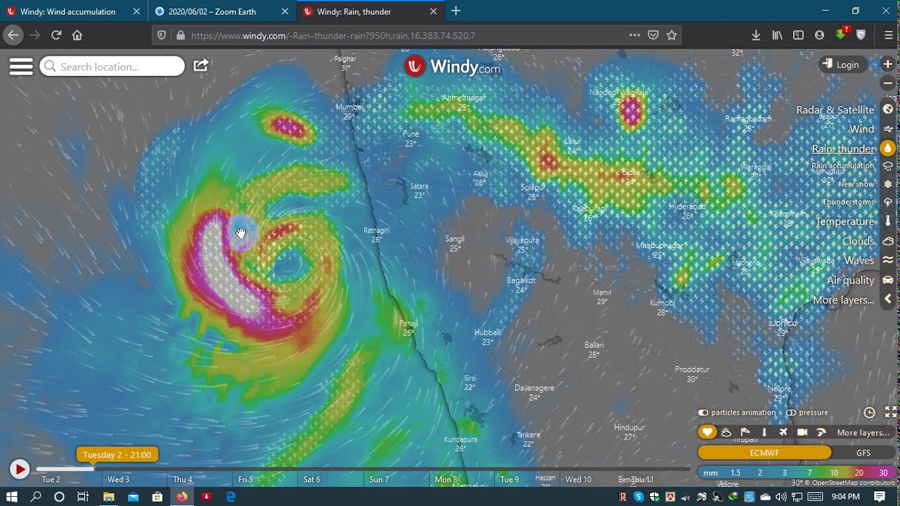 Cyclone Nisarga: Live weather...02/06/2020