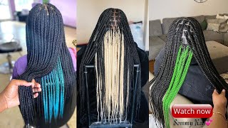 Simple Easy Peekaboo knotless braids color inspo| Simple summer 2022 hairstyles