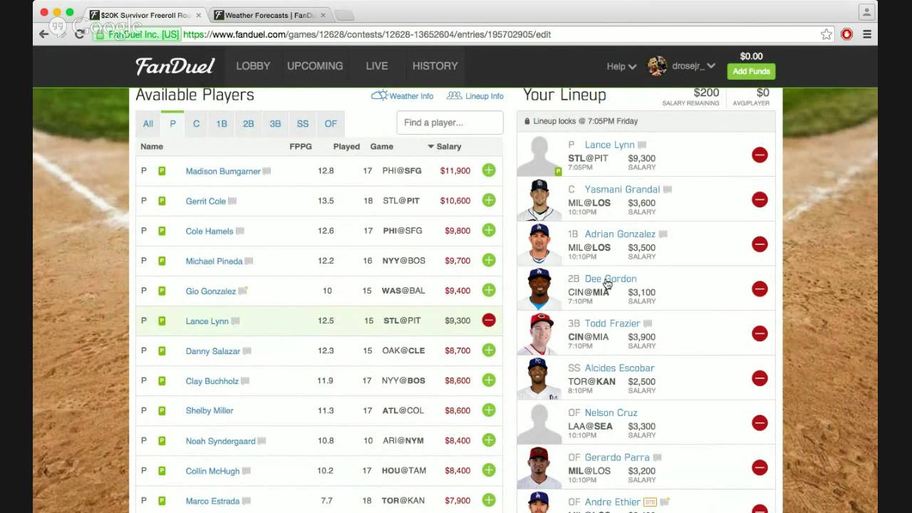 Mlb Fanduel Lineups
