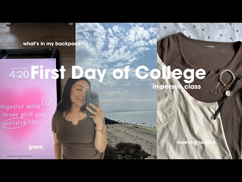 FIRST DAY OF COLLEGE: 6am morning, in person-classes, and grwm 🎧📝🧸