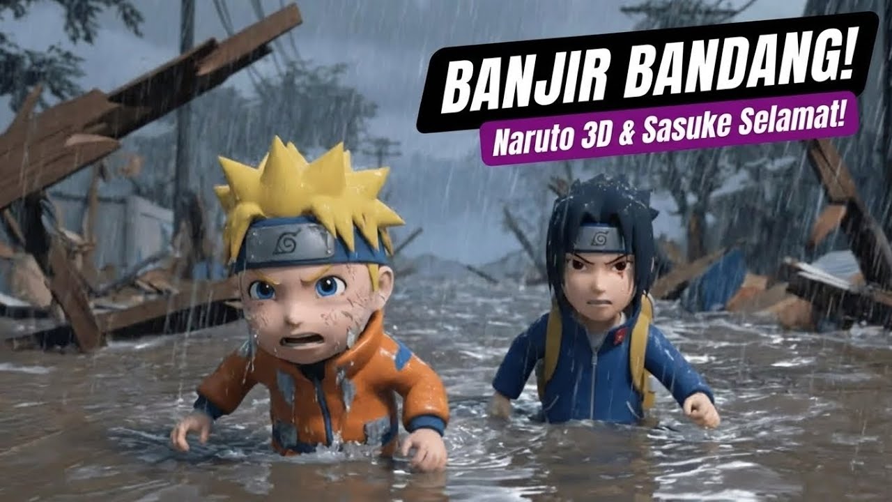Naruto 3D & Sasuke Kecil Selamat dari Banjir Bandang – Konoha Hancur!
