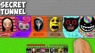 What&#39;s INSIDE the SECRET TUNNELS in Minecraft ? SHREK, BENDY, MINION and SCP, momy LONG LEGS
