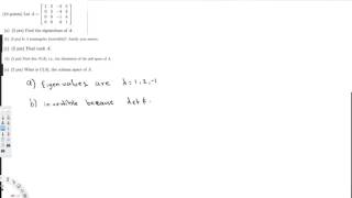 Eigenvalues, Invertible, Rank, Dimension, Column Space - Linear Algebra