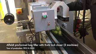 Affeldt multihead weigher with bag filling machines with Kwik Lock closers
