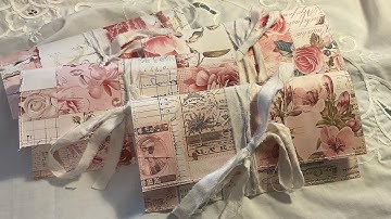 4 Mini Junk Journals in Pouches - Handmade- Flip Through