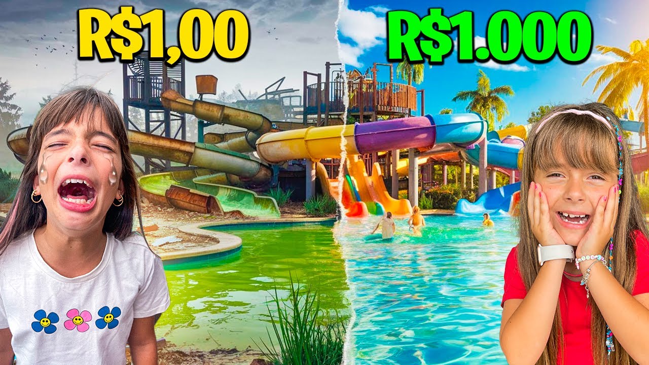 DESAFIO NO PARQUE AQUÁTICO  *Toboágua de R$1000 R$100000 e R$1000000 !