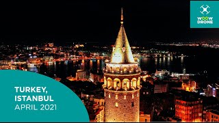 Турция, Стамбул, видео с дрона. Полёт над проливом Босфор, Галатской башней и мечетью Сулеймание.