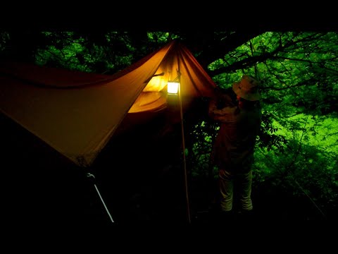 雨と雷　山中ソロキャンプ | Camping in heavy rain and thunder