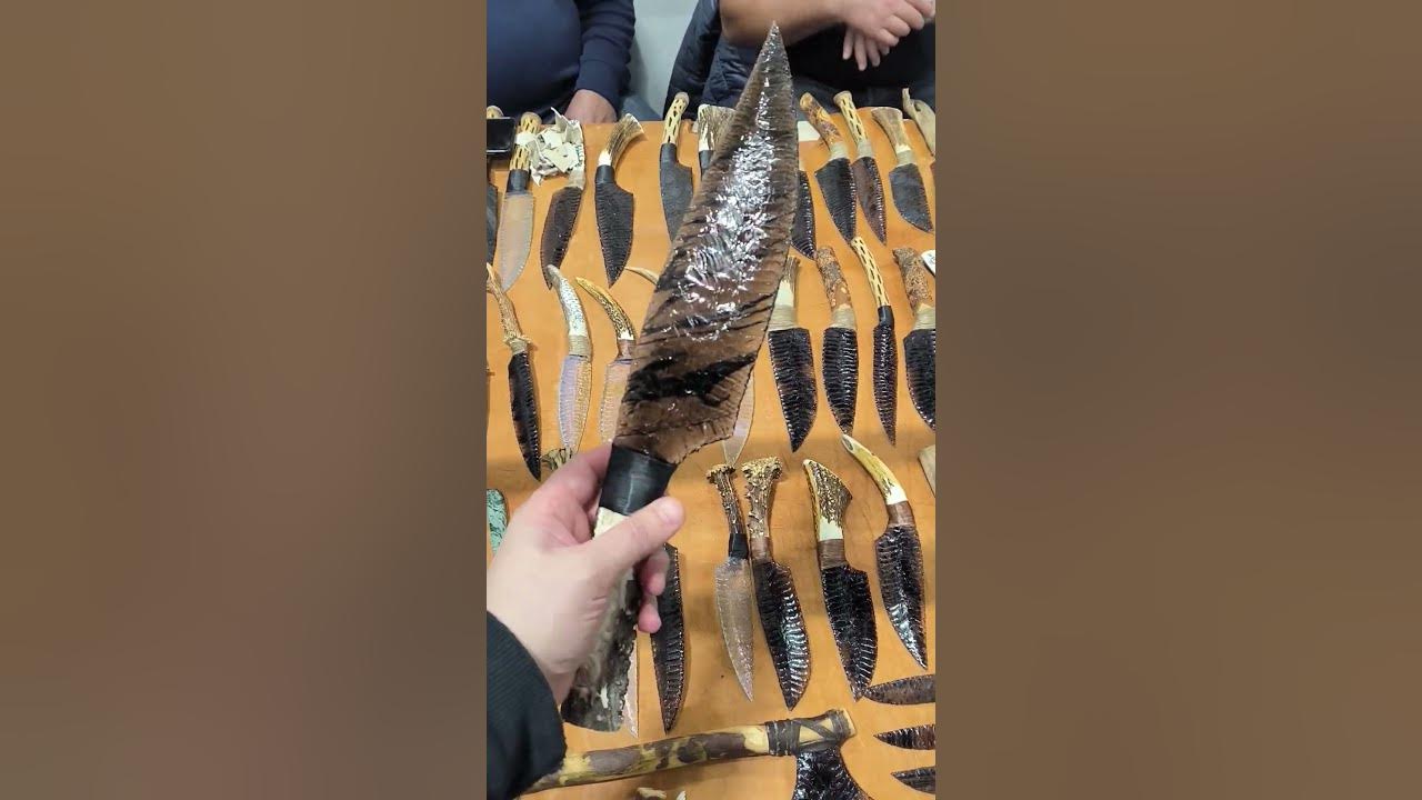 Большой Каменный Нож из Обсидиана, Мастерская Ножи Каменного Века ...