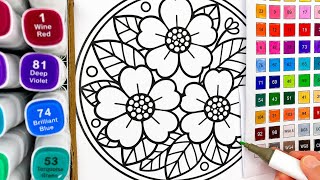 ASMR Coloring 🌸 Satisfying Marker Sounds | Flower Mandala (No Talking)