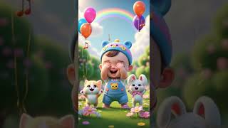 Pok Ame Ame Cilukba 🌈👶 | Cute Baby Cartoon Song | Kids Shorts