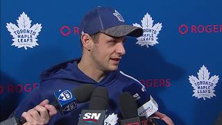 Mitch marner, jason spezza and head coach sheldon keefe speak with the
media ahead of saturday night's game against montreal canadiens.