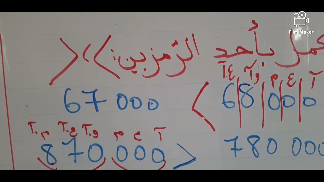 رياضيات الاعداد الطبيعية إلى 999 999 السنة الخامسة ابتدائي(المقارنة-الترتيب-الحصر)