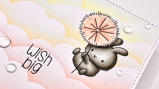BIRTHDAY CARD: Clearly Besotted - Wonderful Wishes & MFT - Cloud Stencil
