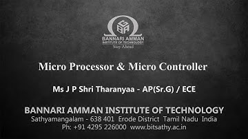 BIT | 15EC404 | Micro Processor & Micro Controller Unit 01 Lec 03