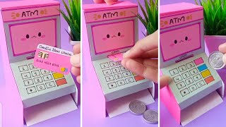 How to make miniature ATM machine | Easy paper craft | DIY miniature Crafts Ideas | School Project