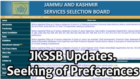 JKSSB Updates | Notice Regarding Seeking of preferences