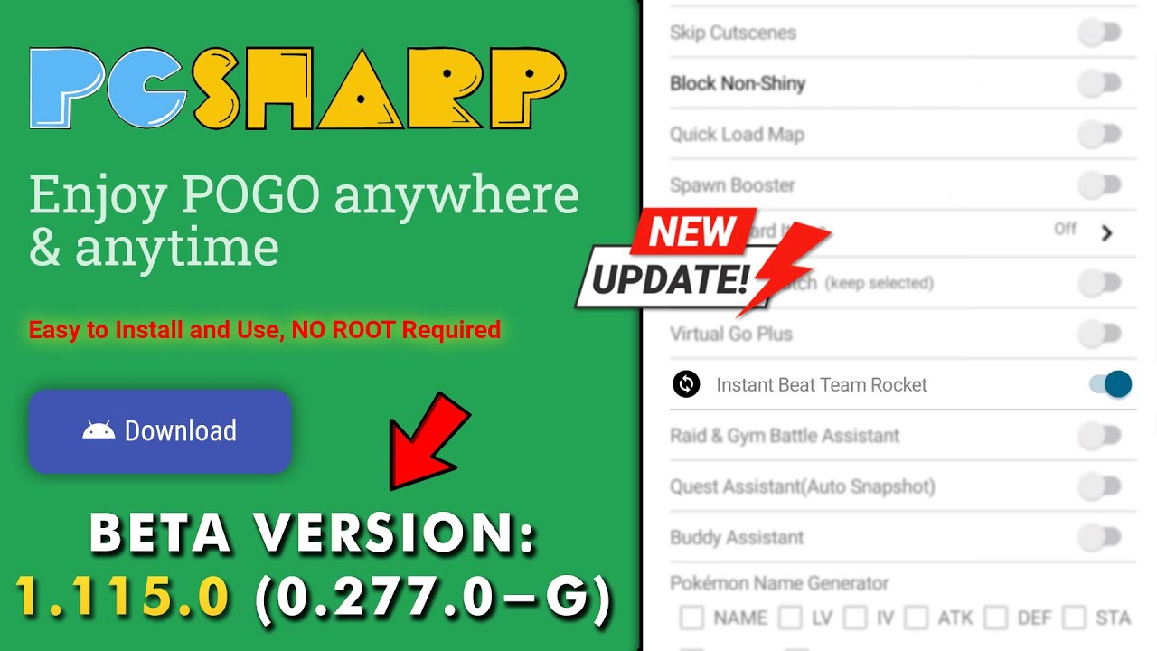 PGSharp New Beta Update Latest Version: 1.115.0 (Android Only) Features ...