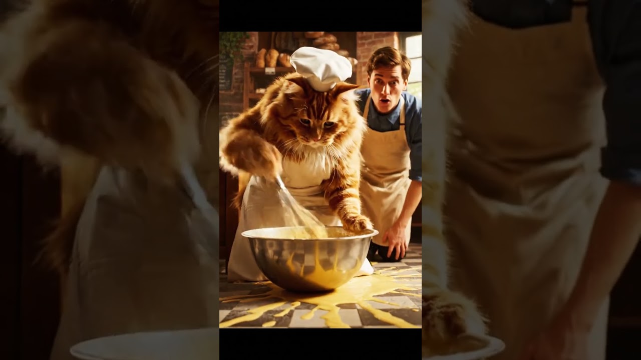 The Baker Cat’s Sweet Rescue 🍰🐾 | A Cute Cat Baking Like a Human! 