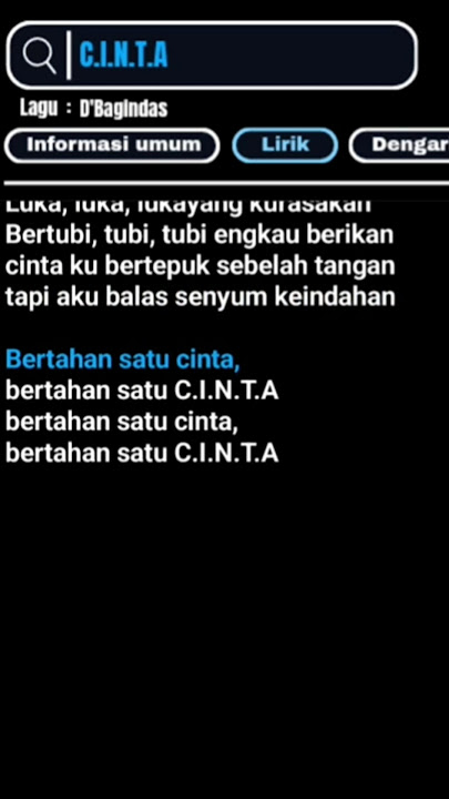 LIRIK LAGU BERTAHAN SATU C.I.N.T.A VIRAL 🔥 || SONG LYRIC !! #liriklagu#viralvideo#shorts