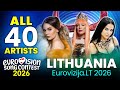 All 40 Artists For Lithuania S National Final Eurovizija LT 2026 Eurovision 2026 